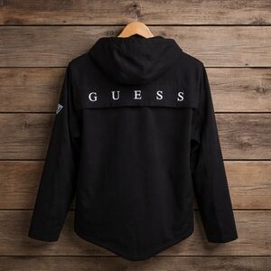 Guess Black Hooded Windbreaker with White Logo